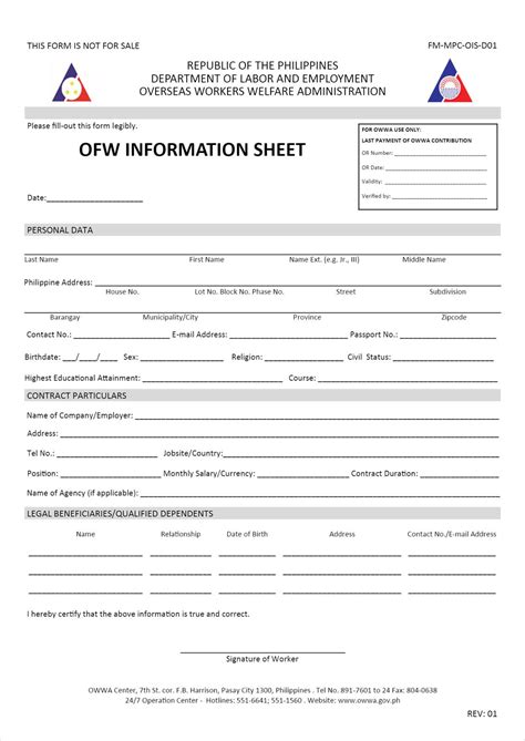 info sheet poea|How to Download OFW Information Sheet Online (OWWA Membership .